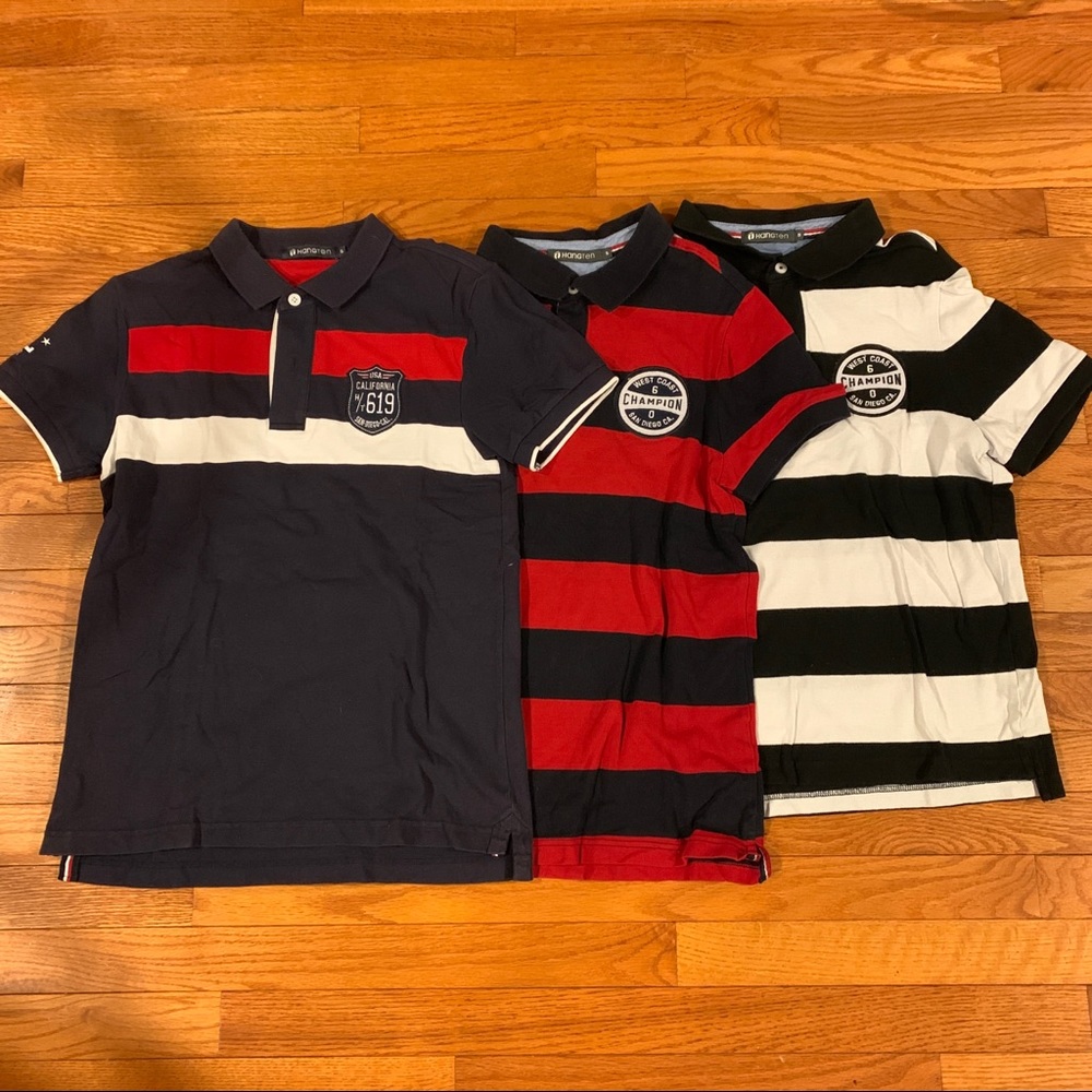 3 STRIPED HANGTEN SHORT SLEEVED POLO TEES